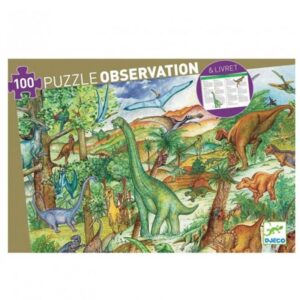 DJECO-Puzle Observación Dinosaurios 100PZ